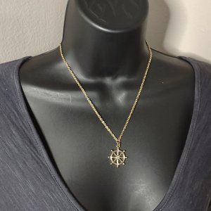 Gold Tone Helm Necklace 17.5 Inches Long